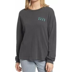 Billabong Womens Long Sleeve Graphic Tee LARGE Drifter GRAY new casual